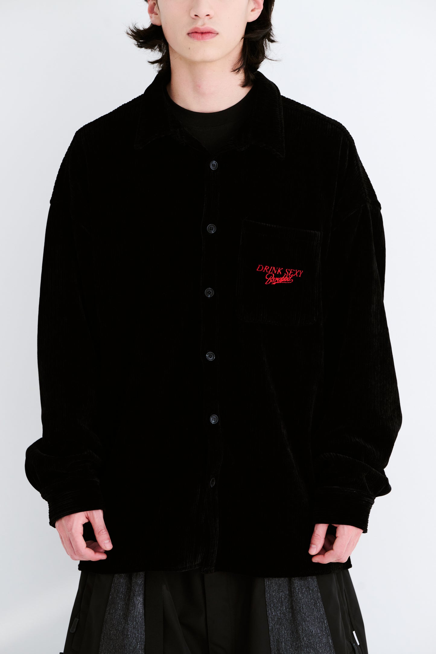 BSRABBIT DSXBS HEAVY CORDUROY COLLAR SHIRT BLACK BSR2425FWJK038