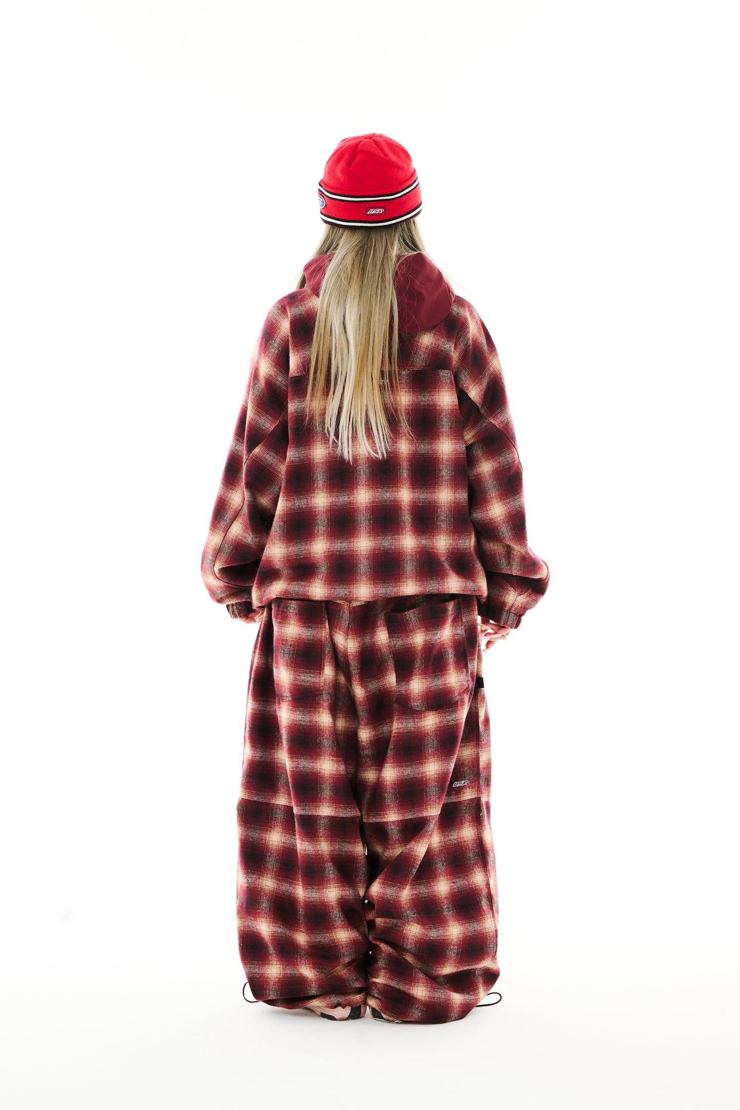 BSRABBIT DSXBS HOODED JACKET RED CHECK BSR2425FWJK033