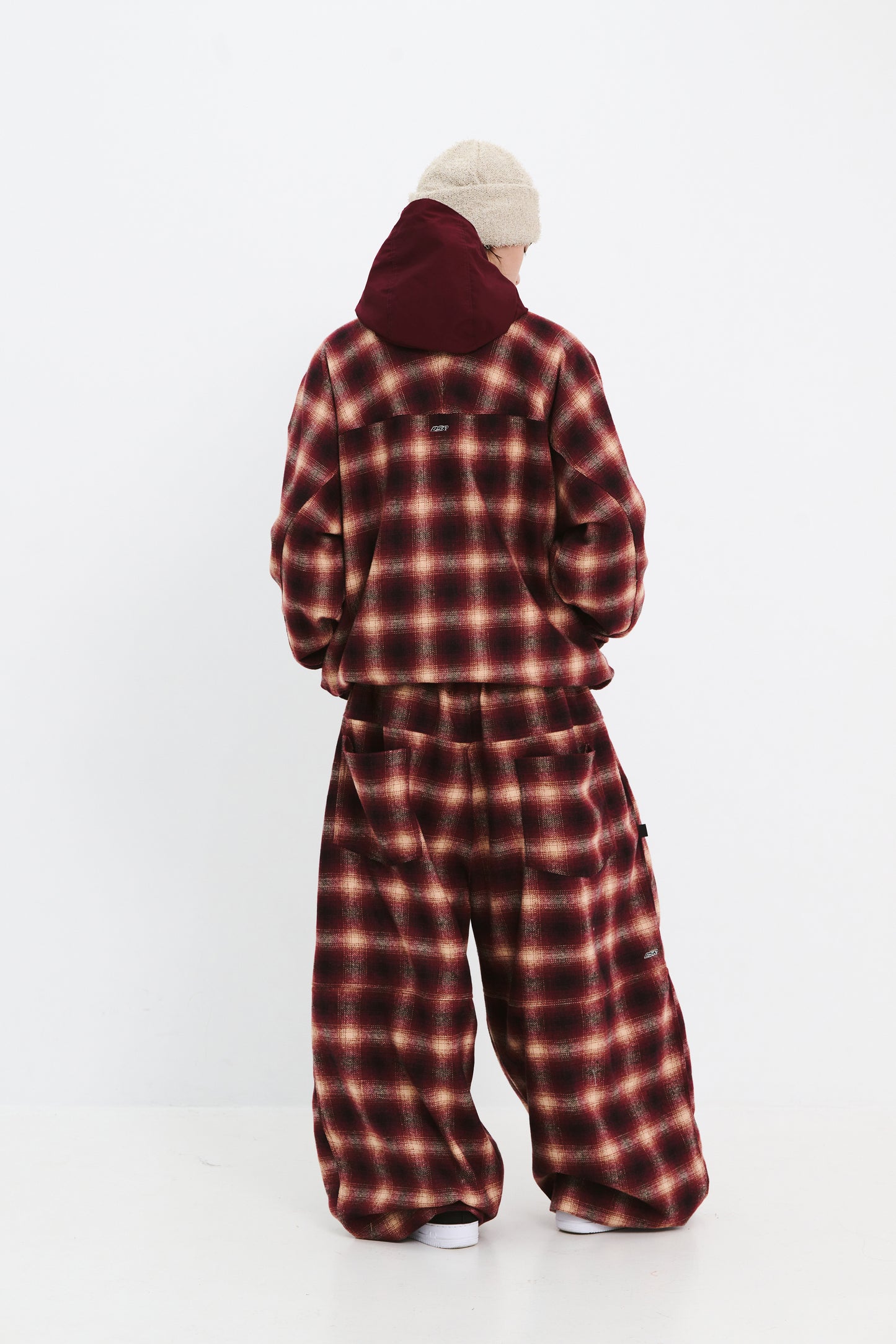 BSRABBIT DSXBS HOODED JACKET RED CHECK BSR2425FWJK033