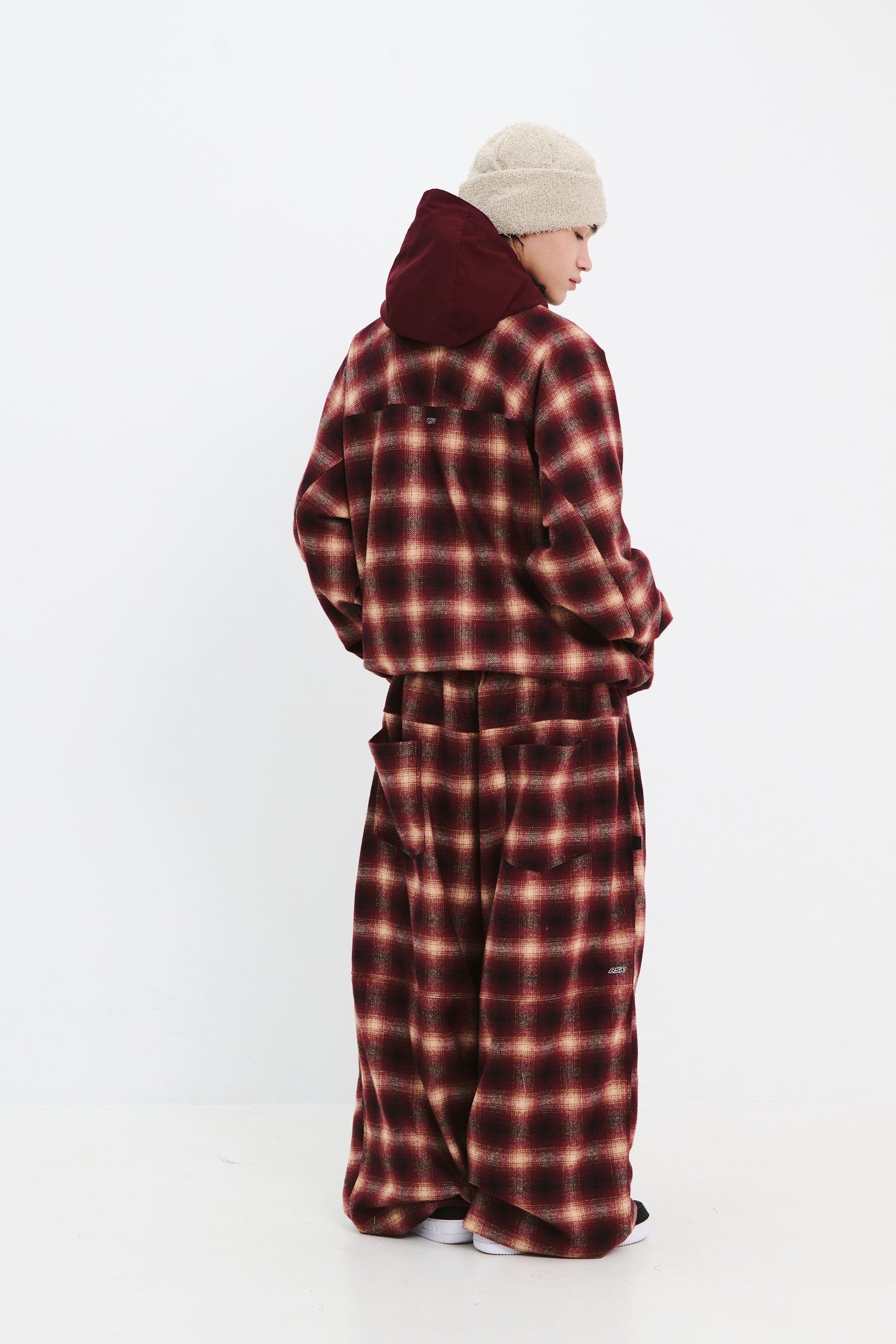 BSRABBIT DSXBS NEW SUPER WIDE PANTS RED CHECK BSR2425FWPT019