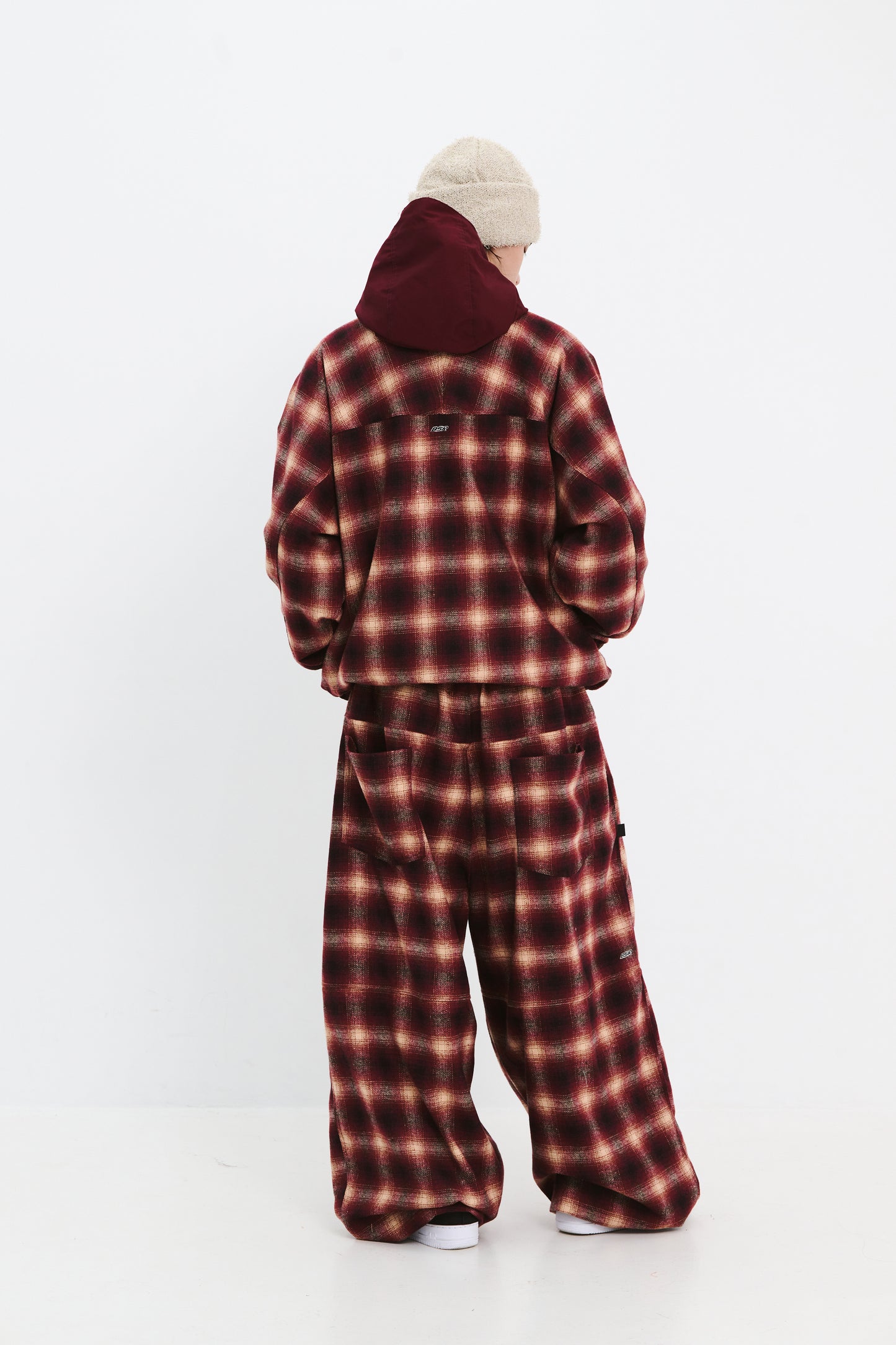 BSRABBIT DSXBS NEW SUPER WIDE PANTS RED CHECK BSR2425FWPT019