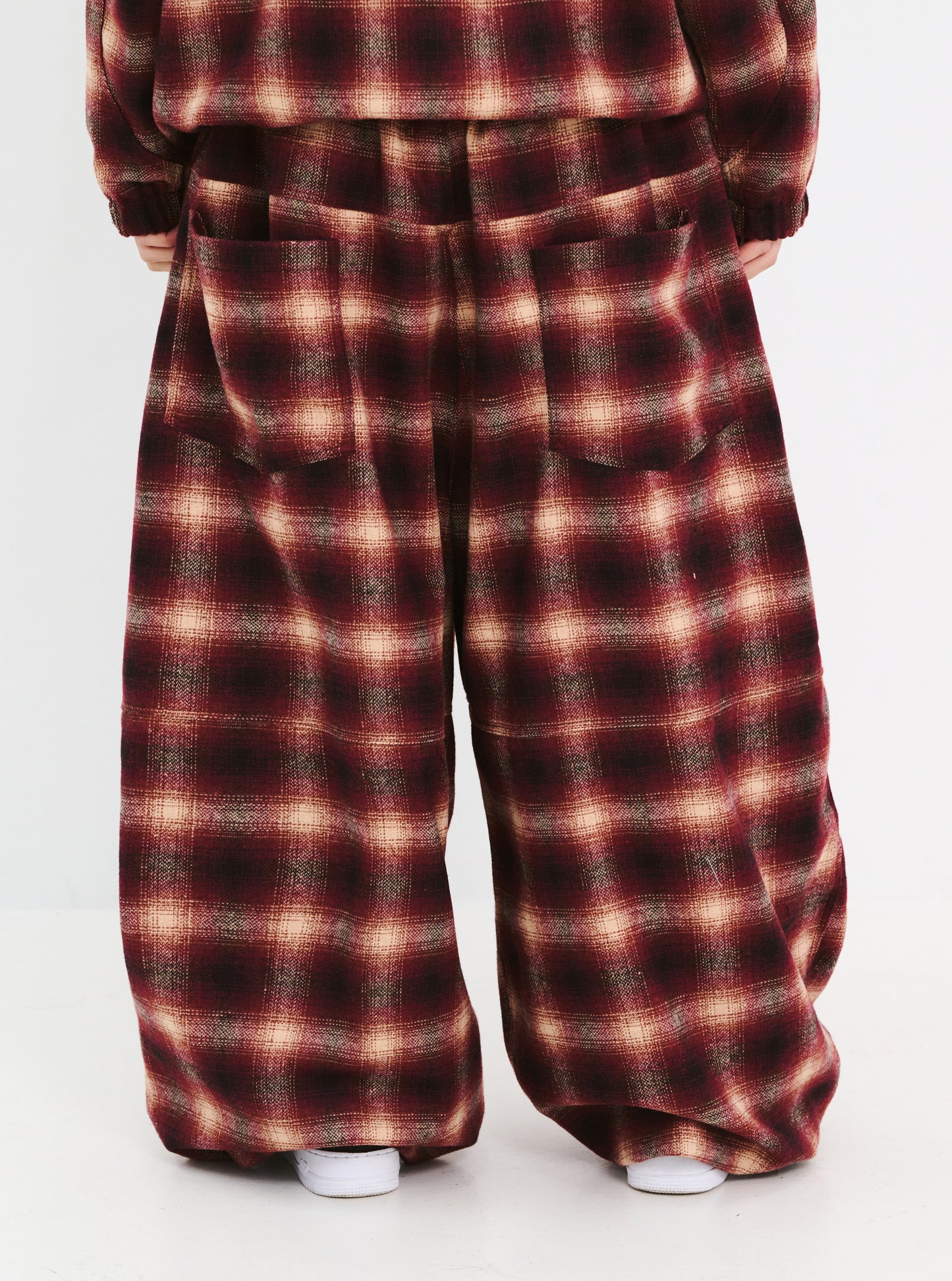 BSRABBIT DSXBS NEW SUPER WIDE PANTS RED CHECK BSR2425FWPT019