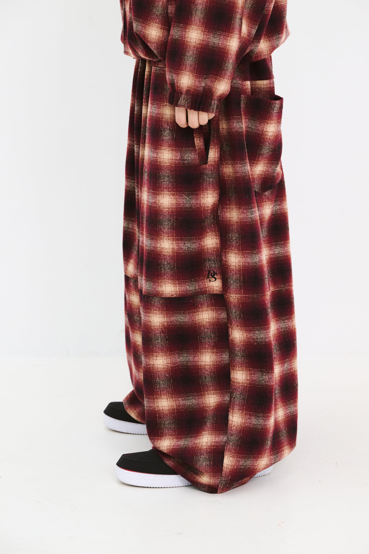 BSRABBIT DSXBS NEW SUPER WIDE PANTS RED CHECK BSR2425FWPT019