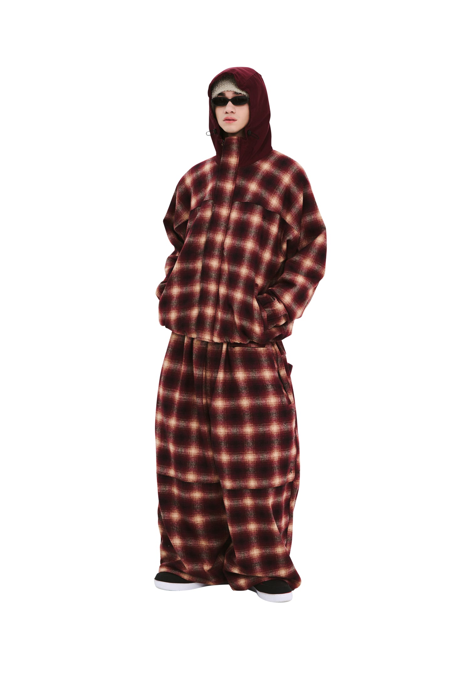 BSRABBIT DSXBS NEW SUPER WIDE PANTS RED CHECK BSR2425FWPT019