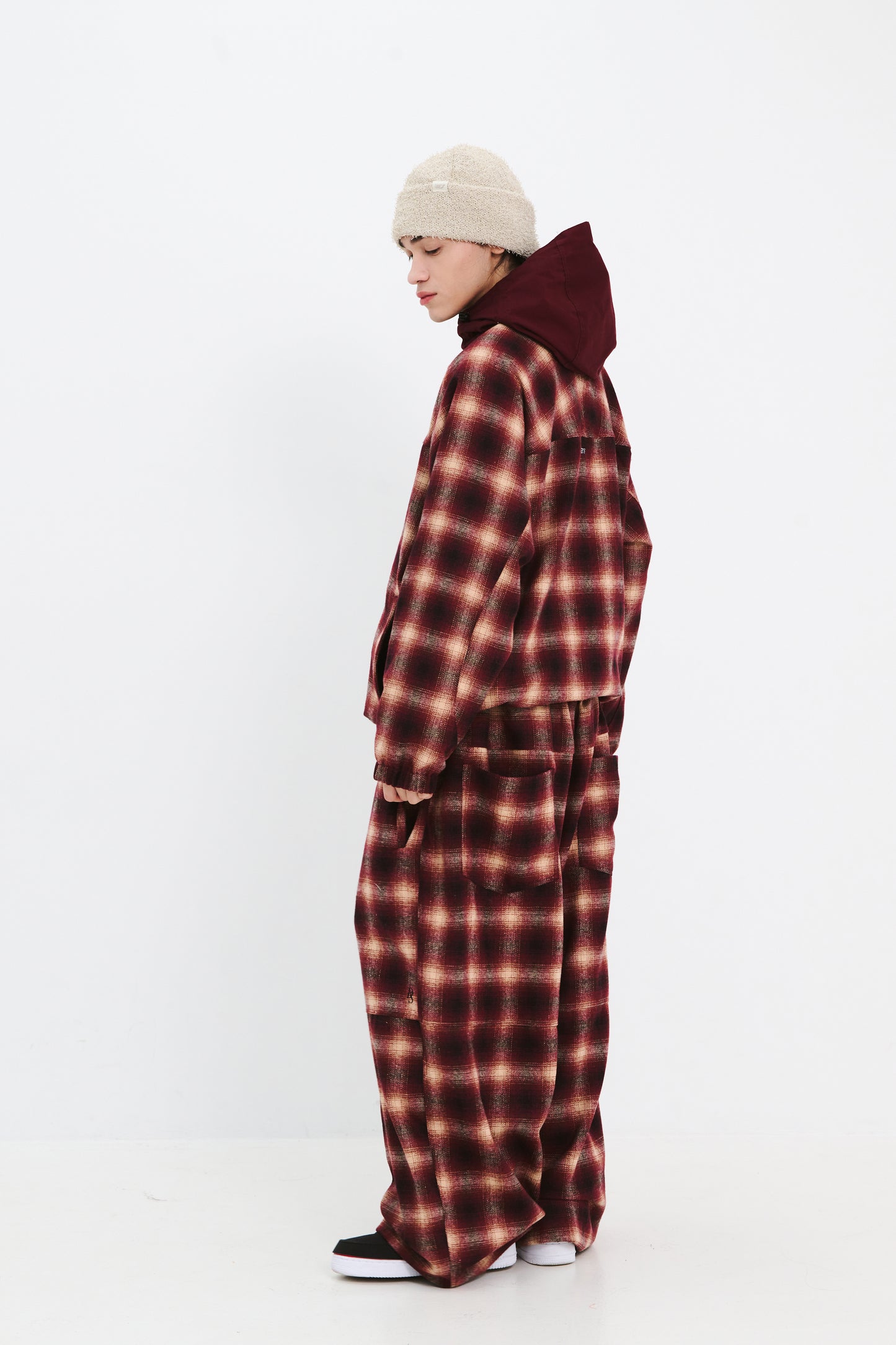 BSRABBIT DSXBS NEW SUPER WIDE PANTS RED CHECK BSR2425FWPT019