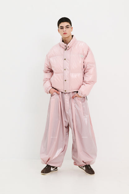 BSRABBIT DSXBS REVERSIBLE SHORT DOWN PADDING JUMPER BROWN CHECK / PINK BSR2425FWJK023