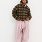 BSRABBIT DSXBS REVERSIBLE SHORT DOWN PADDING JUMPER BROWN CHECK / PINK BSR2425FWJK023