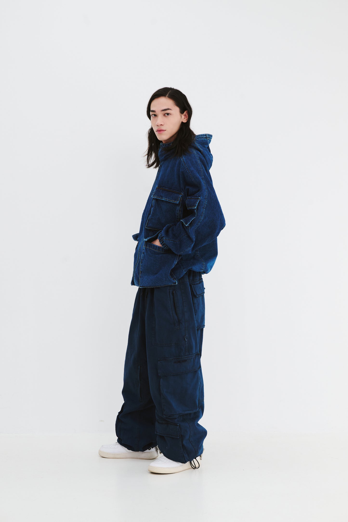 BSRABBIT DSXBS SUPER WIDE POCKET VENTILATION WAX REAL DENIM PANTS DEEP BLUE BSR2425FWPT014