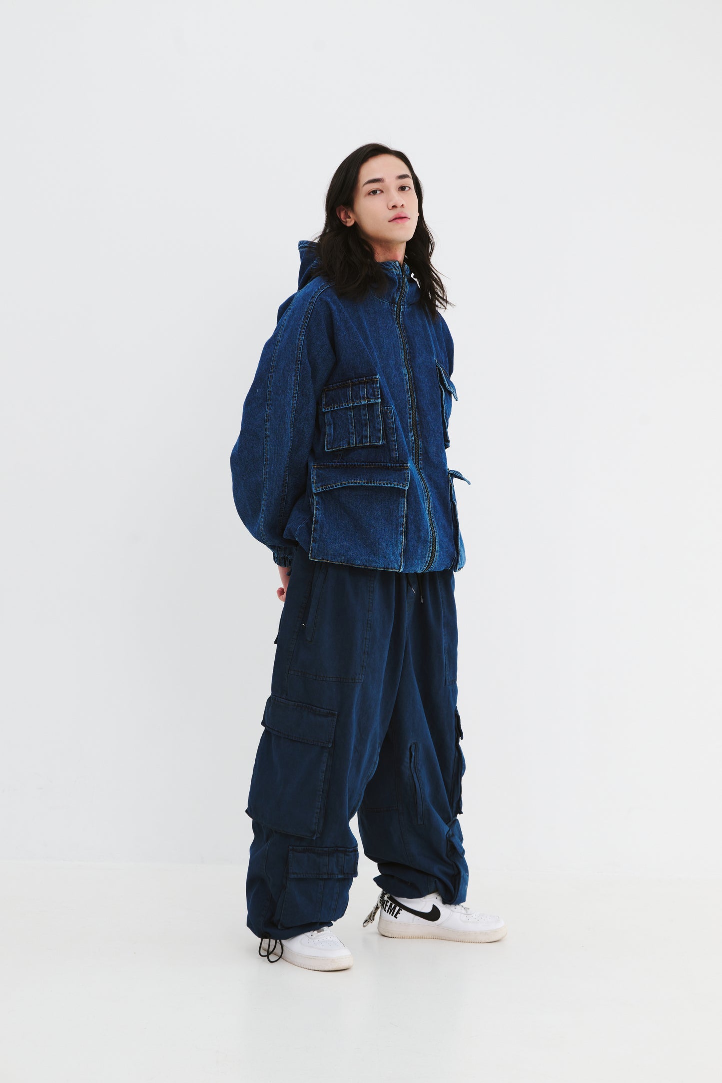 BSRABBIT DSXBS SUPER WIDE POCKET VENTILATION WAX REAL DENIM PANTS DEEP BLUE BSR2425FWPT014