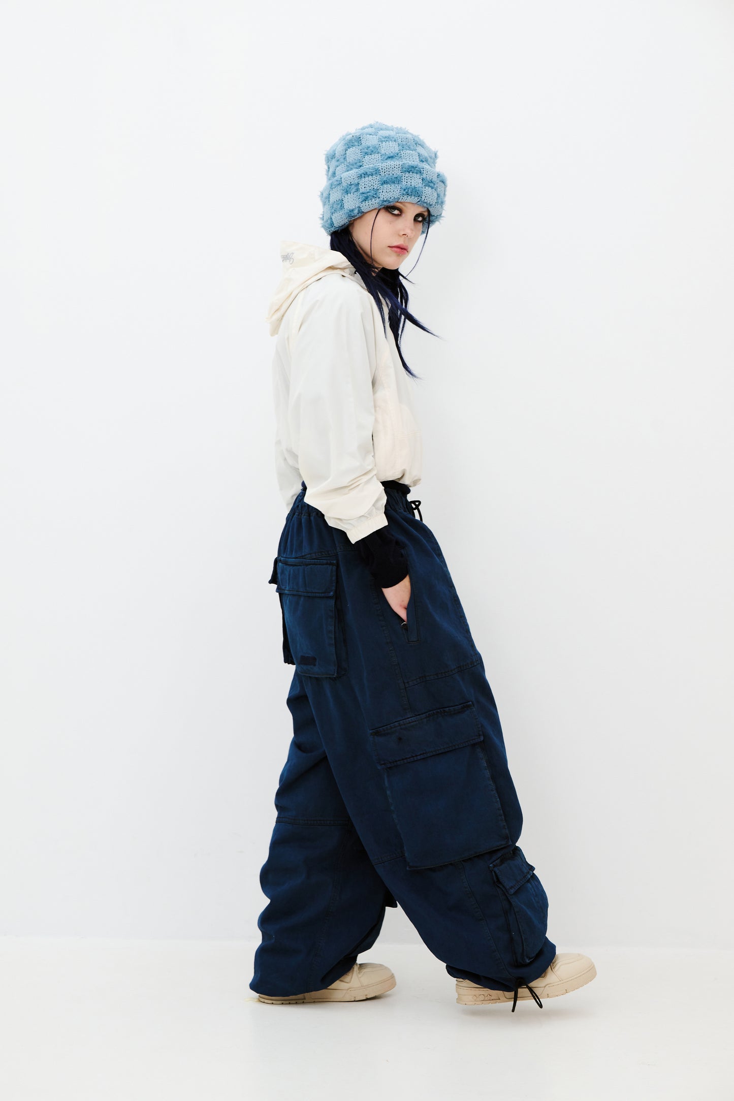 BSRABBIT DSXBS SUPER WIDE POCKET VENTILATION WAX REAL DENIM PANTS DEEP BLUE BSR2425FWPT014