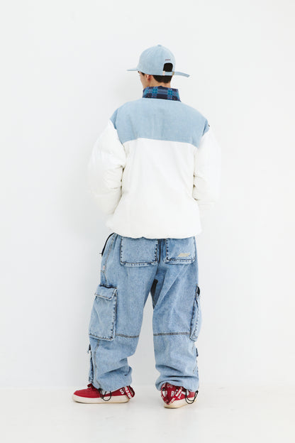 BSRABBIT DSXBS SUPER WIDE POCKET VENTILATION WAX REAL DENIM PANTS VINTAGE BLUE BSR2425FWPT013
