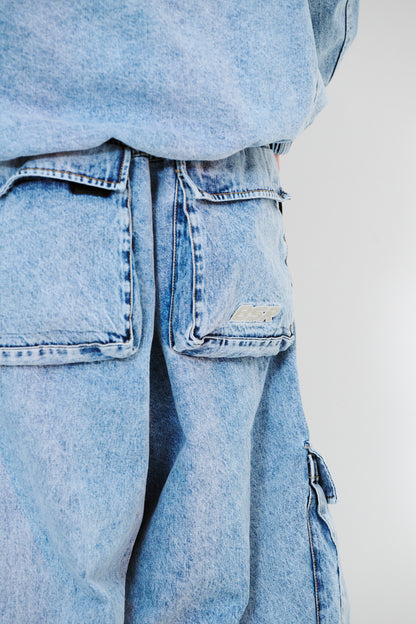 BSRABBIT DSXBS SUPER WIDE POCKET VENTILATION WAX REAL DENIM PANTS VINTAGE BLUE BSR2425FWPT013