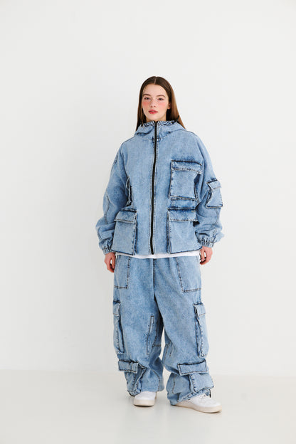 BSRABBIT DSXBS SUPER WIDE POCKET VENTILATION WAX REAL DENIM PANTS VINTAGE BLUE BSR2425FWPT013