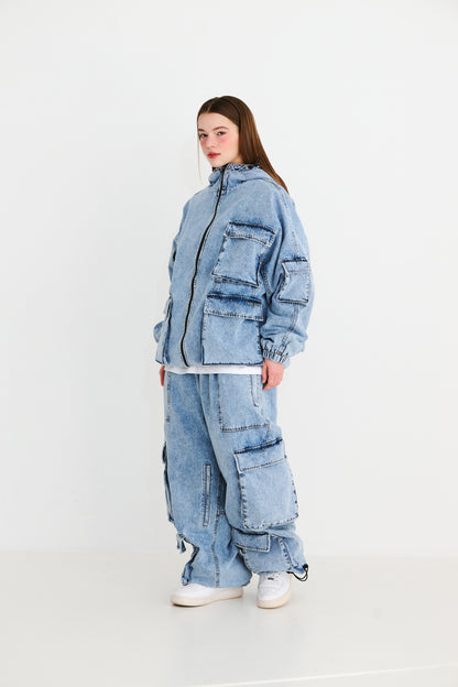 BSRABBIT DSXBS SUPER WIDE POCKET VENTILATION WAX REAL DENIM PANTS VINTAGE BLUE BSR2425FWPT013