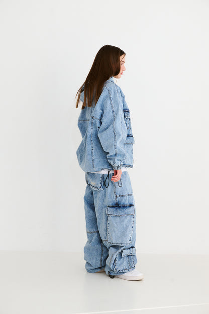 BSRABBIT DSXBS SUPER WIDE POCKET VENTILATION WAX REAL DENIM PANTS VINTAGE BLUE BSR2425FWPT013