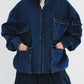 BSRABBIT DSXBS WAX REAL DENIM 5 POCKET HOODED JACKET DEEP BLUE BSR2425FWJK028