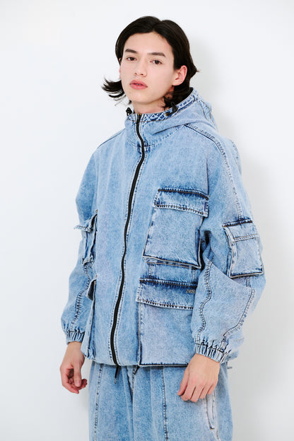 BSRABBIT DSXBS WAX REAL DENIM 5 POCKET HOODED JACKET VINTAGE BLUE BSR2425FWJK027
