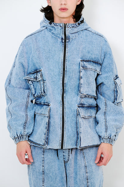 BSRABBIT DSXBS WAX REAL DENIM 5 POCKET HOODED JACKET VINTAGE BLUE BSR2425FWJK027
