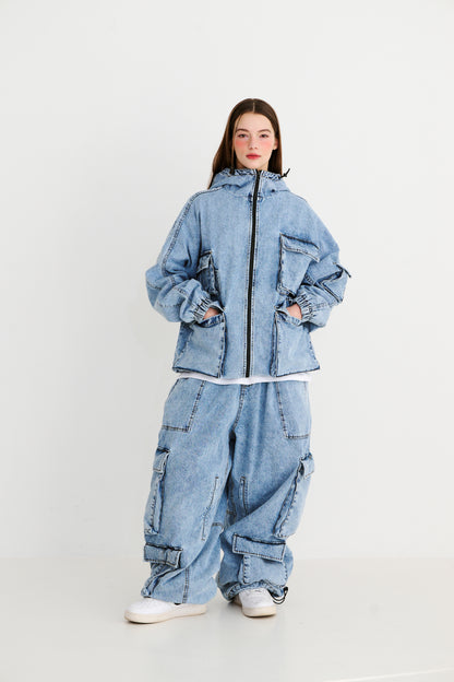 BSRABBIT DSXBS WAX REAL DENIM 5 POCKET HOODED JACKET VINTAGE BLUE BSR2425FWJK027