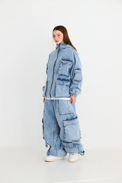 BSRABBIT DSXBS WAX REAL DENIM 5 POCKET HOODED JACKET VINTAGE BLUE BSR2425FWJK027