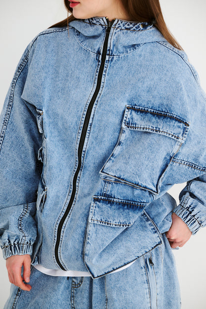 BSRABBIT DSXBS WAX REAL DENIM 5 POCKET HOODED JACKET VINTAGE BLUE BSR2425FWJK027