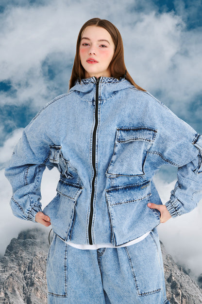 BSRABBIT DSXBS WAX REAL DENIM 5 POCKET HOODED JACKET VINTAGE BLUE BSR2425FWJK027