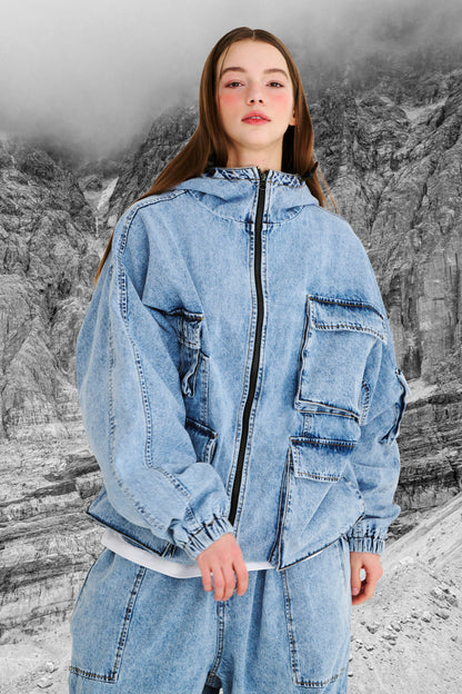 BSRABBIT DSXBS WAX REAL DENIM 5 POCKET HOODED JACKET VINTAGE BLUE BSR2425FWJK027
