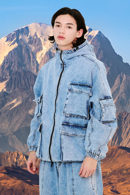 BSRABBIT DSXBS WAX REAL DENIM 5 POCKET HOODED JACKET VINTAGE BLUE BSR2425FWJK027