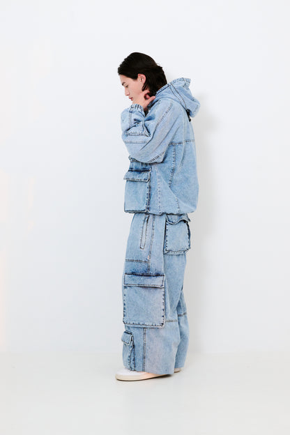 BSRABBIT DSXBS WAX REAL DENIM 5 POCKET HOODED JACKET VINTAGE BLUE BSR2425FWJK027