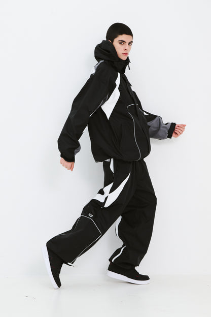 BSRABBIT EXQUISITE 3L WIDE JOGGER PANTS BLACK BSR2425FWPT102