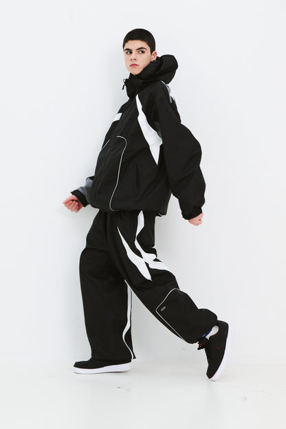 BSRABBIT EXQUISITE 3L WIDE JOGGER PANTS BLACK BSR2425FWPT102