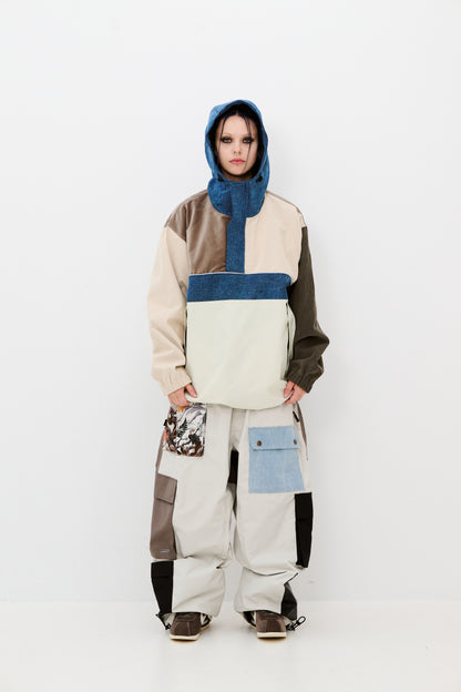 BSRABBIT HF SOFT HOODED ANORAK JACKET CLASSIC DENIM / KHAKI BSR2425FWJK151