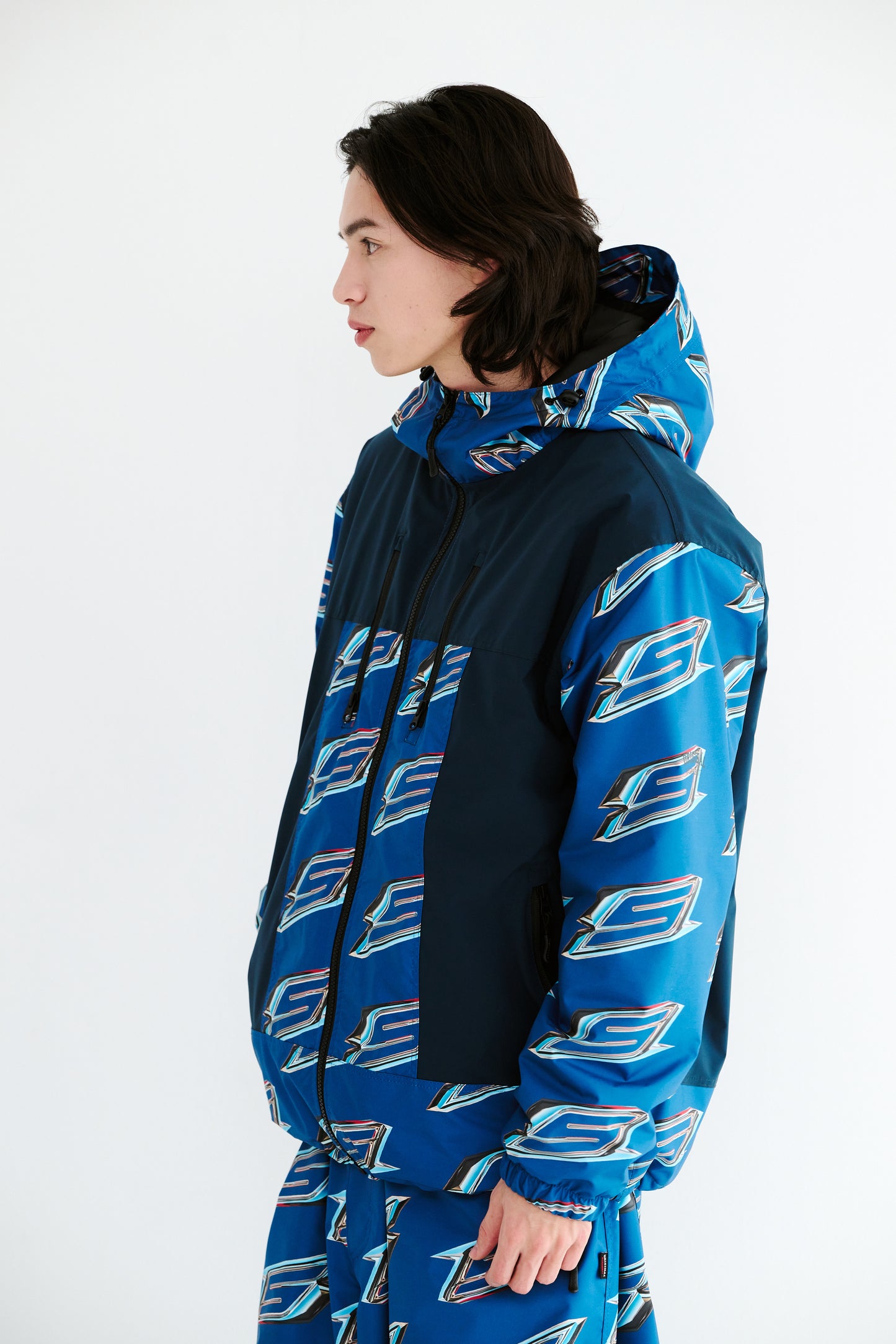 BSRABBIT HIGH HOODED JACKET OCEAN BLUE BSR2425FWJK057