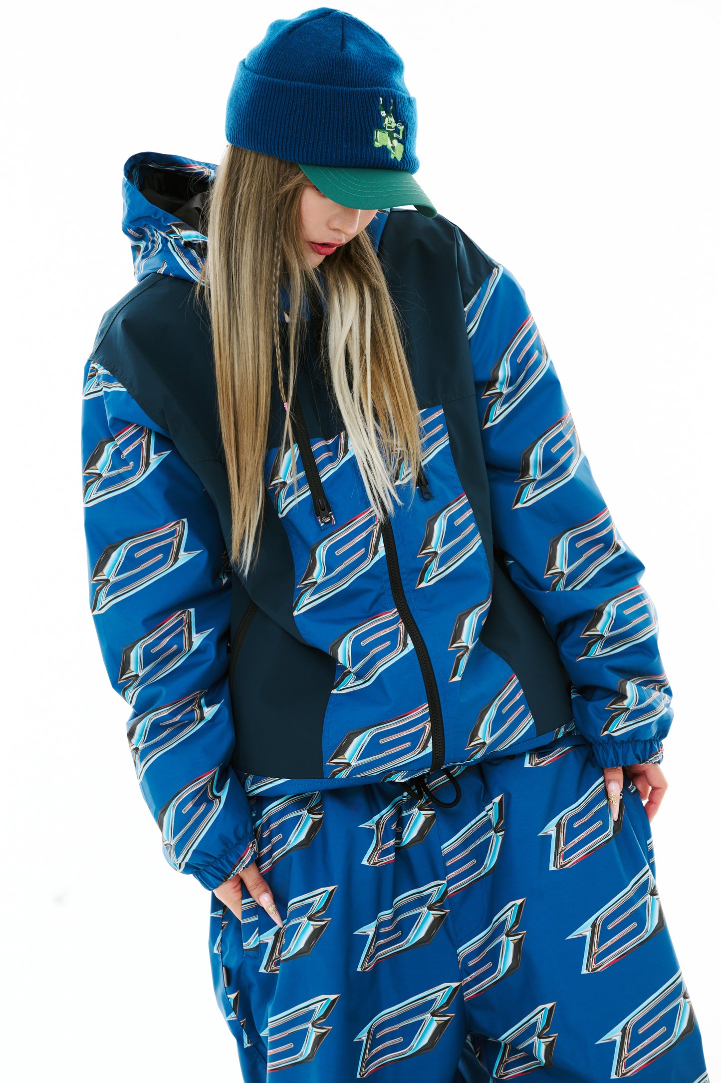 BSRABBIT HIGH HOODED JACKET OCEAN BLUE BSR2425FWJK057