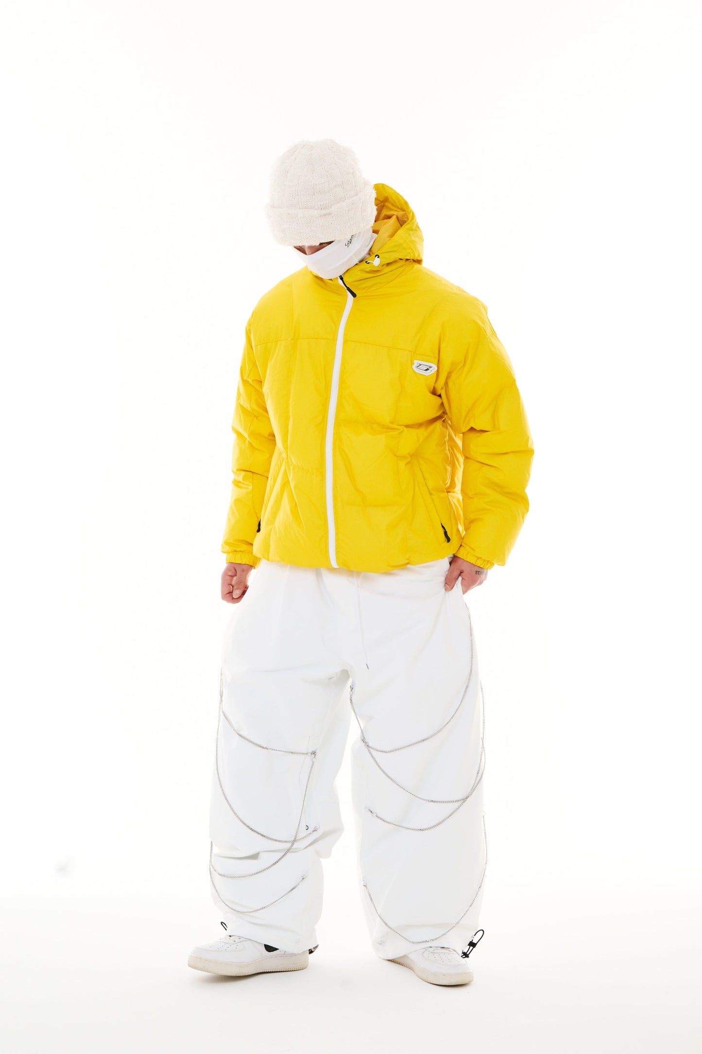 BSRABBIT IRREGULAR HOODED DOWN PADDING JUMPER YELLOW BSR2425FWJK011