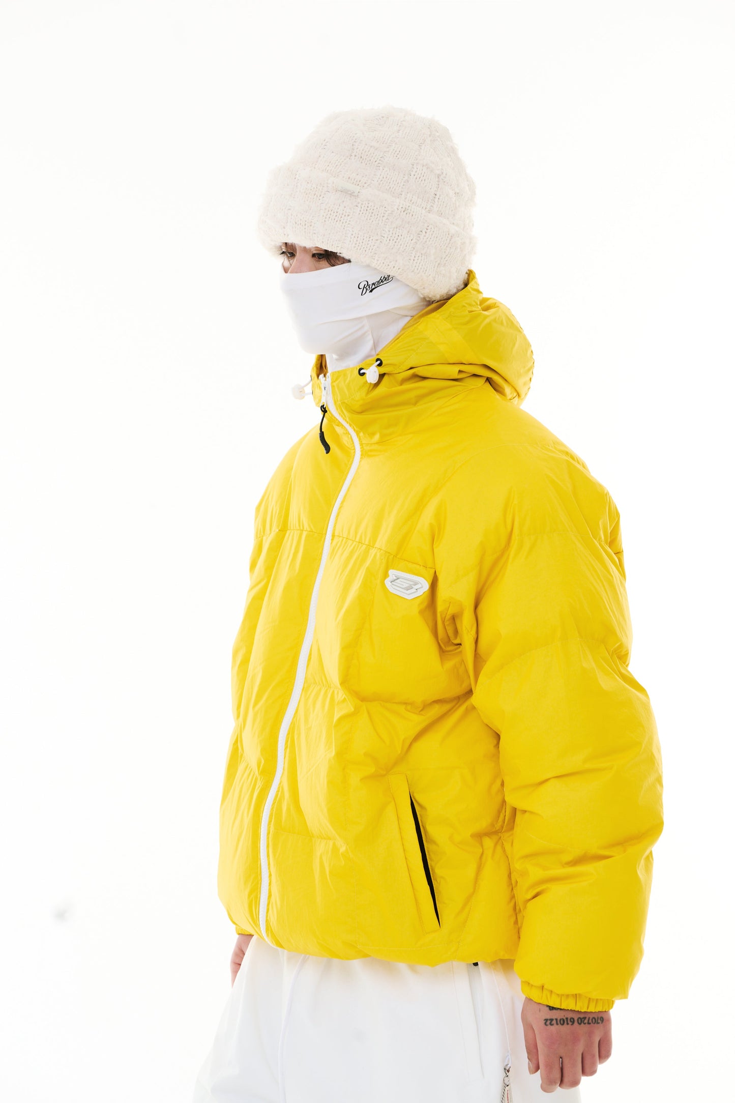 BSRABBIT IRREGULAR HOODED DOWN PADDING JUMPER YELLOW BSR2425FWJK011