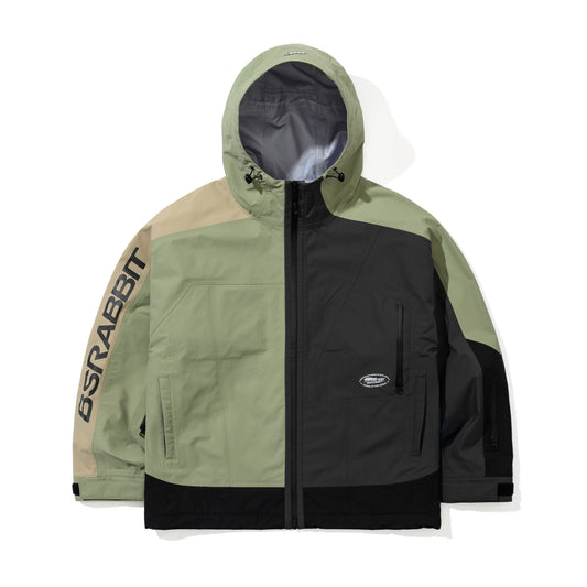 BSR2526FWJK003 " ASYMMETRIC 3L SEAM SEALING HOODED SHELL JACKET ASH GREEN"
