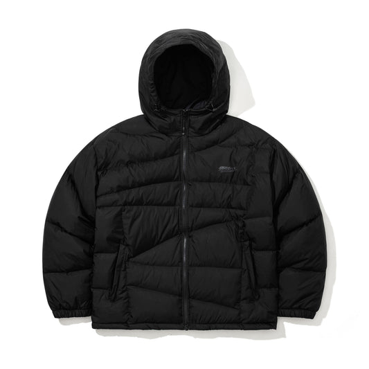 BSR2526FWJK013 UNEVEN HOODED DOWN PADDING JUMPER BLACK