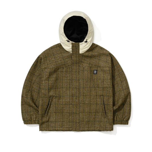 BSR2526FWJK021　DSXBS CLASSIC WOOL HOODED JACKET KHAKI CHECK