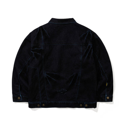 BSR2526FWJK025　DSXBS WAX REAL DENIM WIDE WORK JACKET WORN MIDNIGHT DENIM