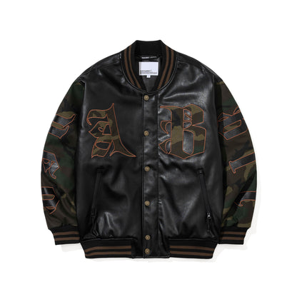 BSR2526FWJK036 PEACE EMBLEM 2OZ INSULATED VARSITY JACKET BLACK / CAMO