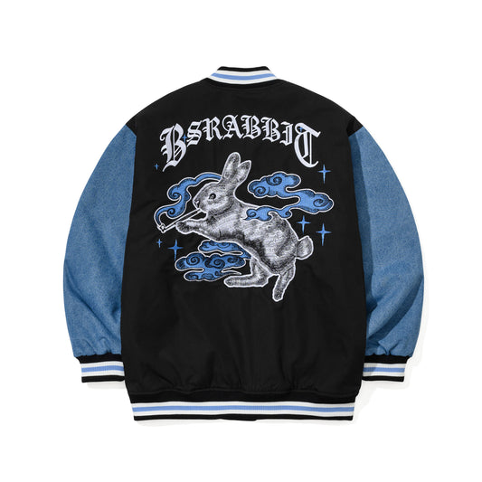 BSR2526FWJK037 SMOKING RABBIT 2OZ INSULATED VARSITY JACKET BLACK / DENIM