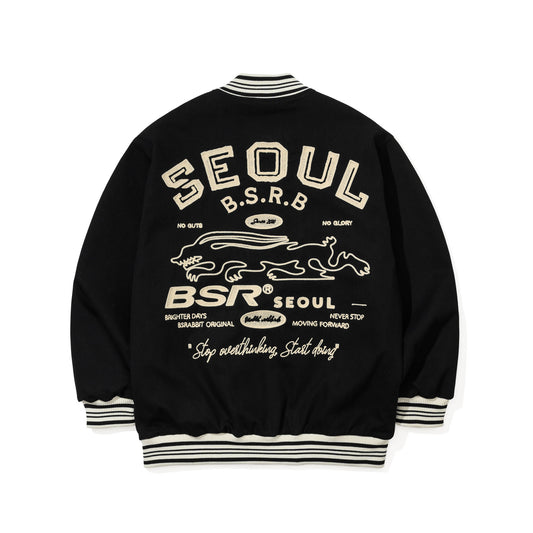 BSR2526FWJK039　SEOUL EMBROIDERY VARSITY JACKET BLACK