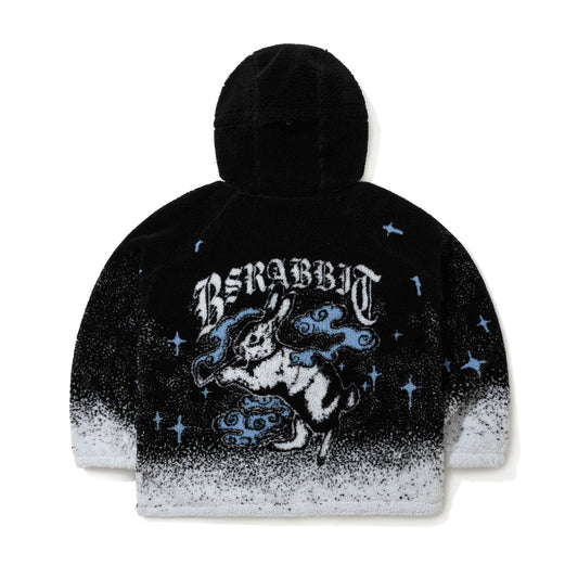 BSR2526FWJK053 BP SMOKING RABBIT FLEECE HOODED JACKET BLACK