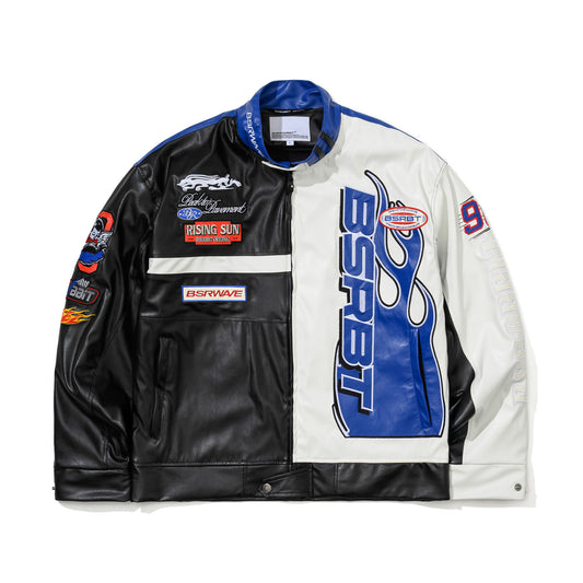 BSR2526FWJK058 BSRBT BLUE FLAME 98 RACING JACKET BLACK WHITE