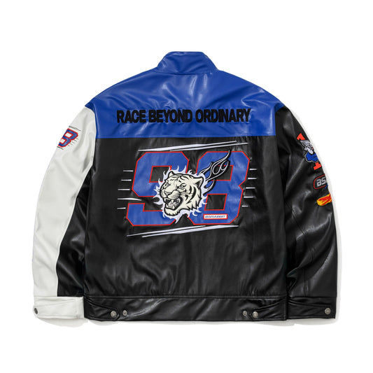 BSR2526FWJK058 BSRBT BLUE FLAME 98 RACING JACKET BLACK WHITE
