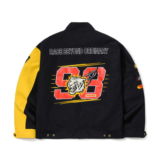 BSR2526FWJK059 BSRBT RED FLAME 98 RACING JACKET BLACK YELLOW