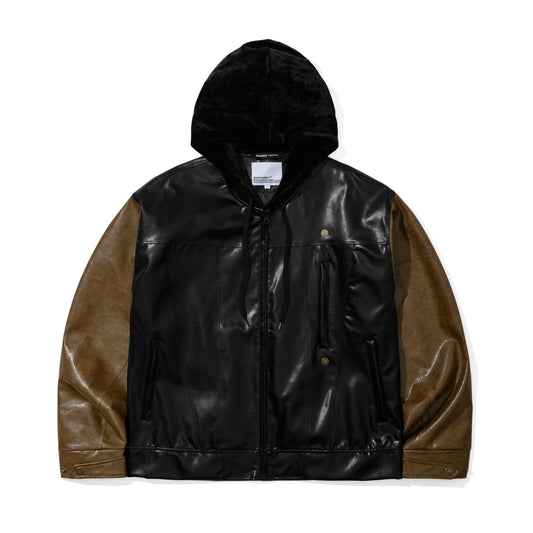 BSR2526FWJK061 AGED CONTRAST HOODIE JACKET BLACK