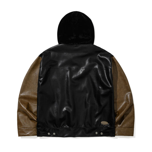 BSR2526FWJK061 AGED CONTRAST HOODIE JACKET BLACK