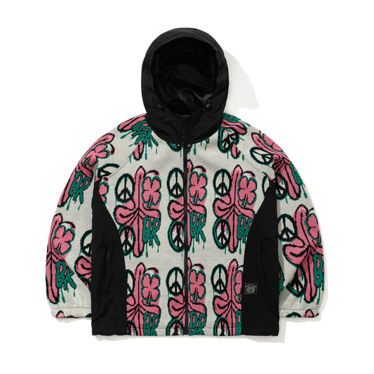 BSR2526FWJK072 PEACE BR JACQUARD HOODED JACKET WHITE